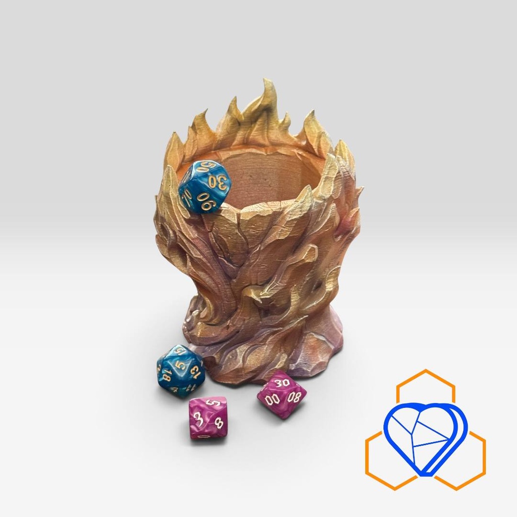 DT0045 - Flaming Dice Cup - Clean Product View