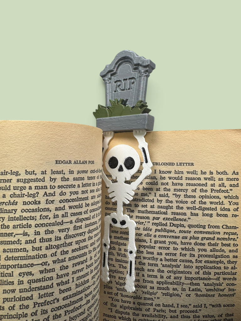Gravestone Bookmark — green in-book context