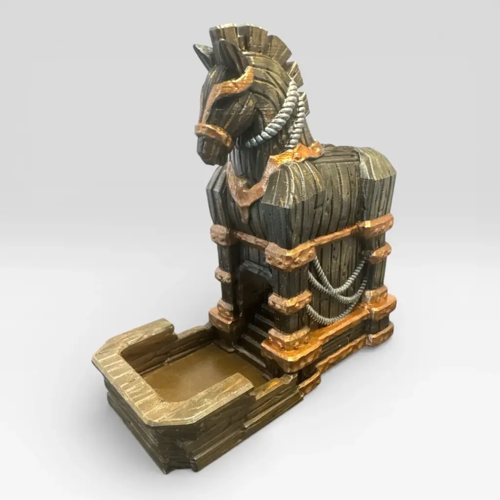 🏛️ Trojan War Horse Dice Tower – 3D Printed Ancient Greek Siege Engine Dice Roller for DnD & Tabletop RPGs 🎲