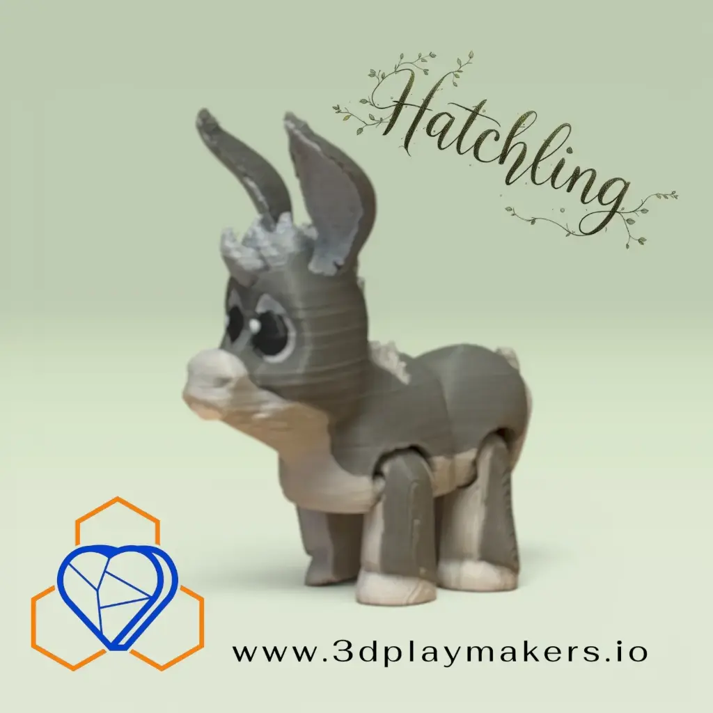 🫏 Hatchling Donkey Mini Articulated Fidget Toy – Cute 3D Printed Pocket Farm Animal, Desk Companion, Sensory Collectible, Adorable Gift
