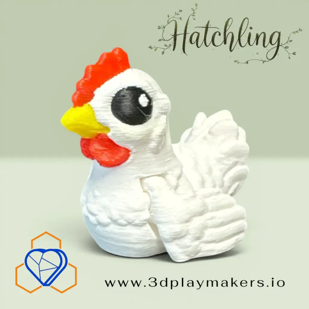 🐔 Charlie Chicken Hatchling Mini Articulated Fidget Toy – Cute 3D Printed Pocket Farm Chicken, Desk Companion, Sensory Collectible, Barnyard Gift