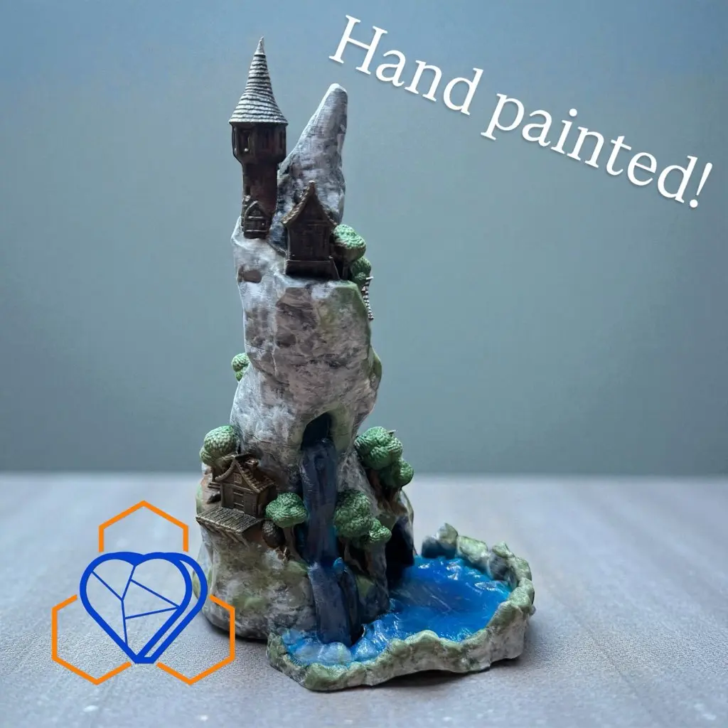 Mistpeak Village Dice Tower Hand Painted