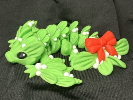 Wyvern Dragon decorated like mistletoe